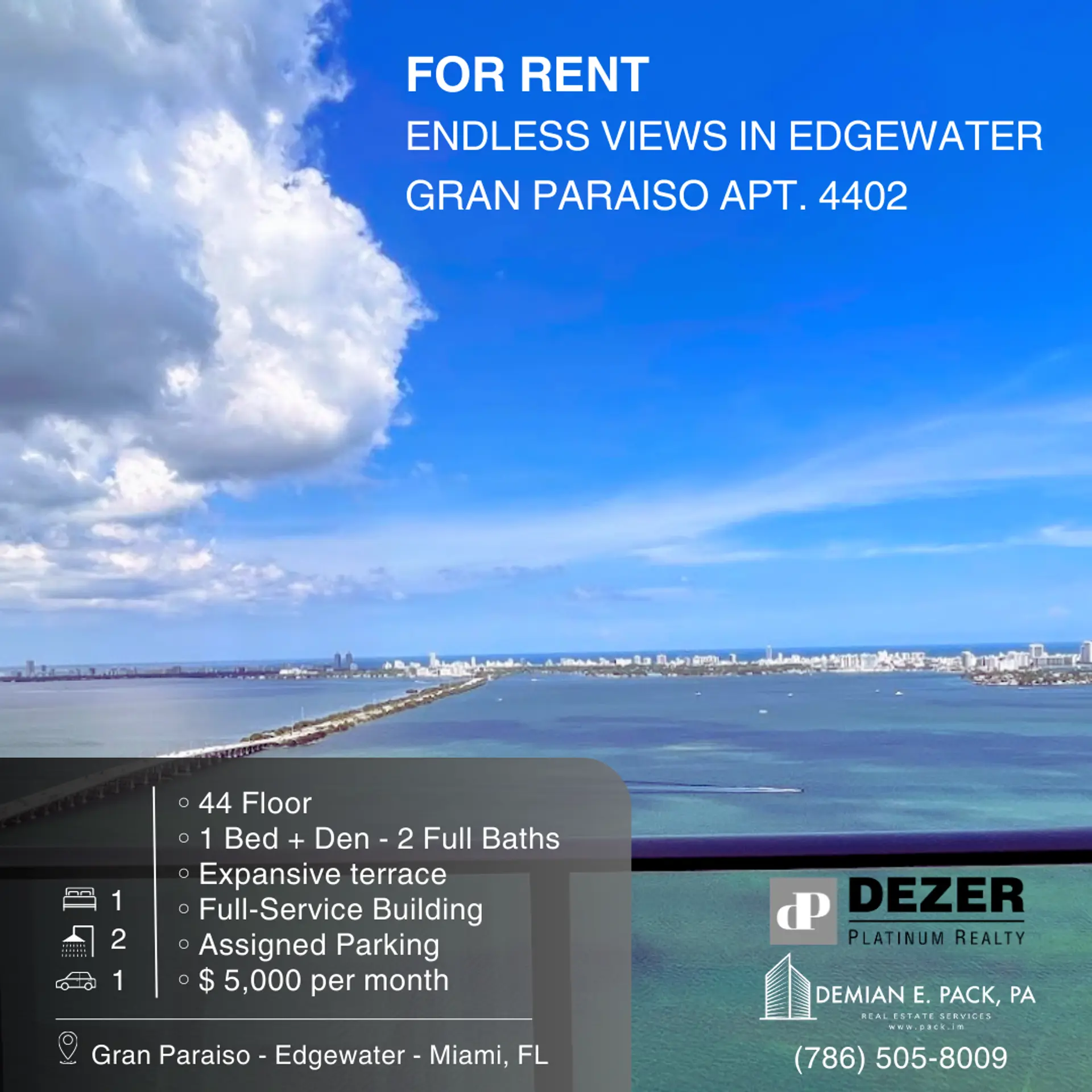 featured image for story, FOR RENT: Gran Paraiso 4402 - Endless water views from the 44th Floor in
Edgewater