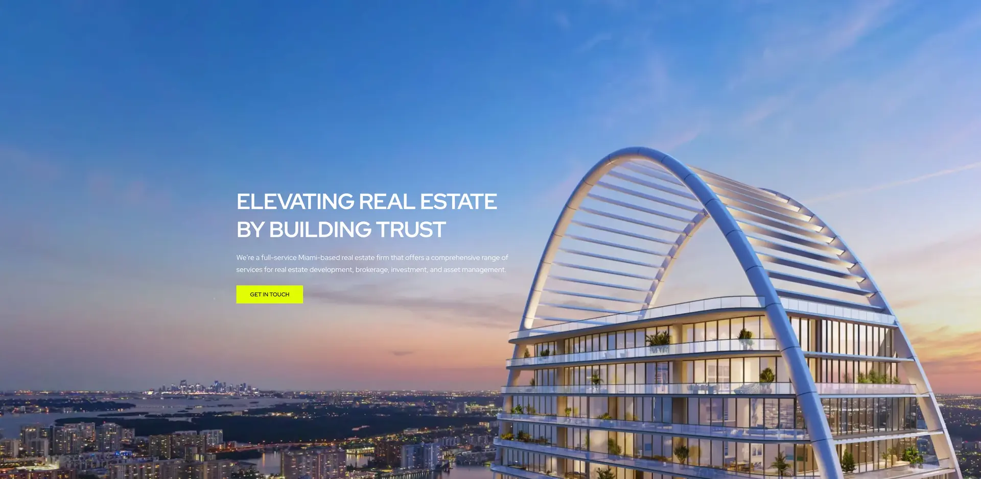 Hero image of website