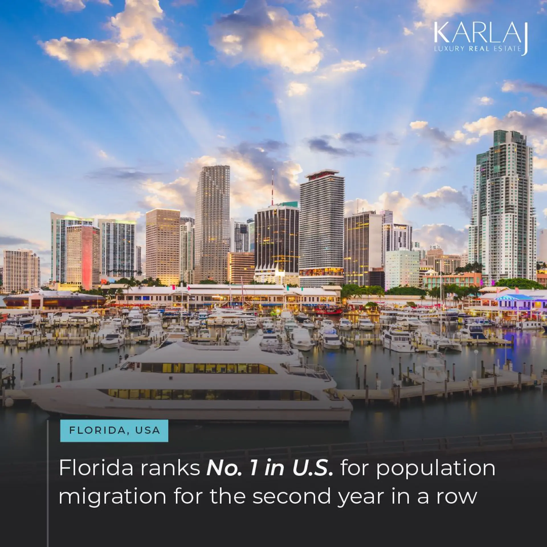 featured image for story, Florida ranks No. 1 in U.S. for Population Migration for The Second Year in a
Row
