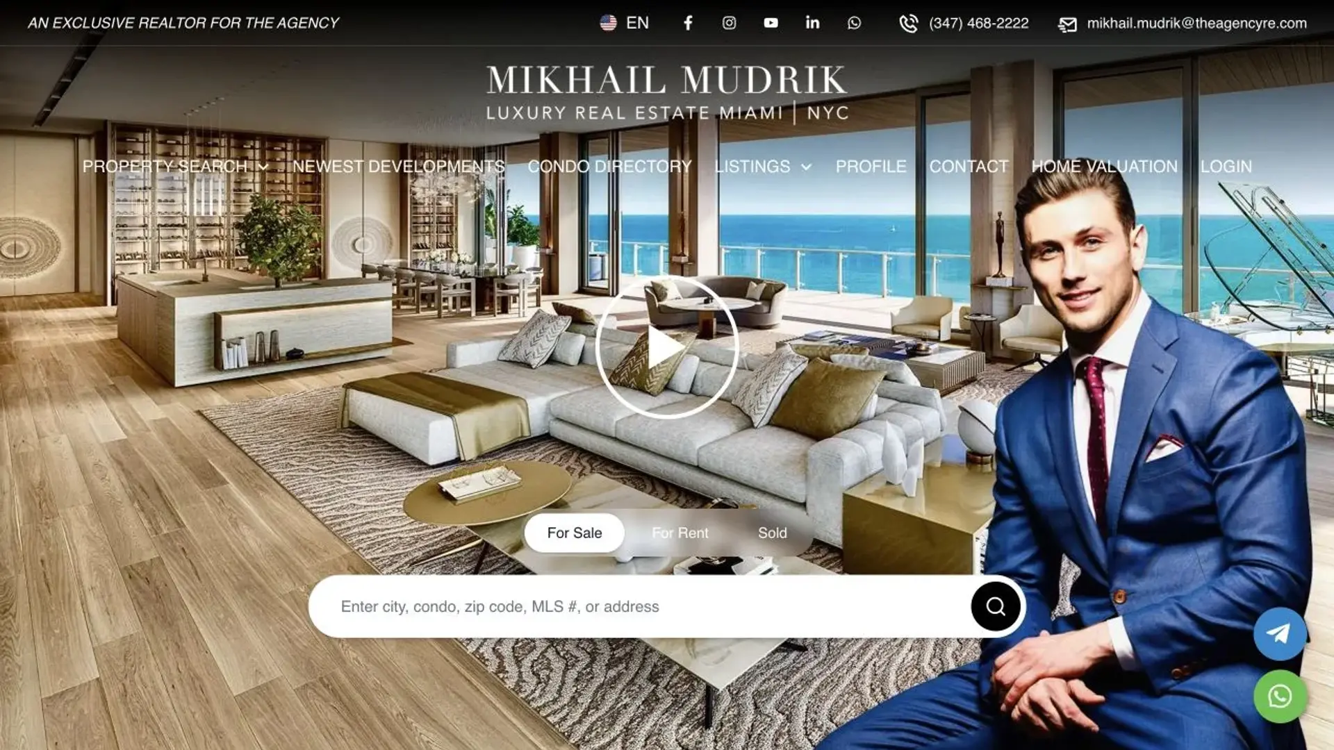Mikhail Mudrik’s branded real estate website with property search