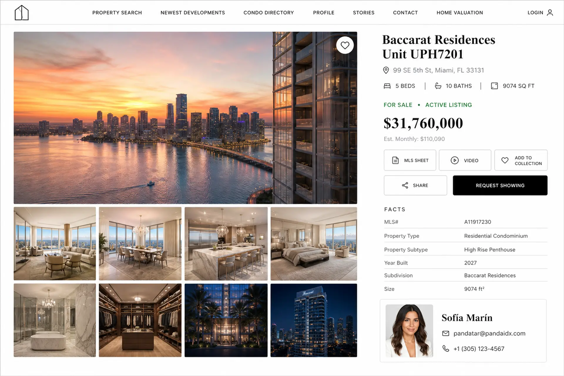 Panda IDX listing page for a Baccarat residence