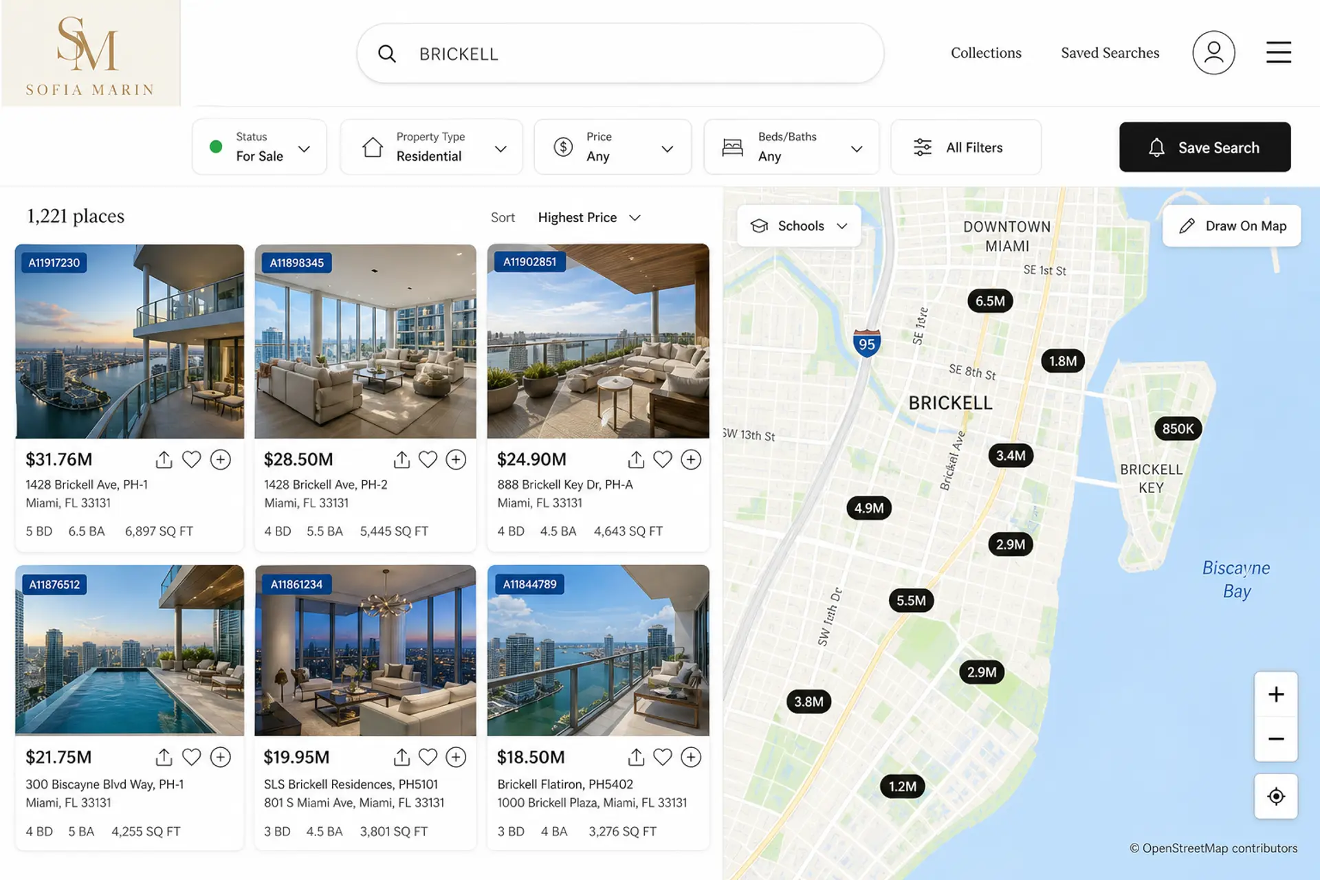 Panda IDX search results for Brickell listings