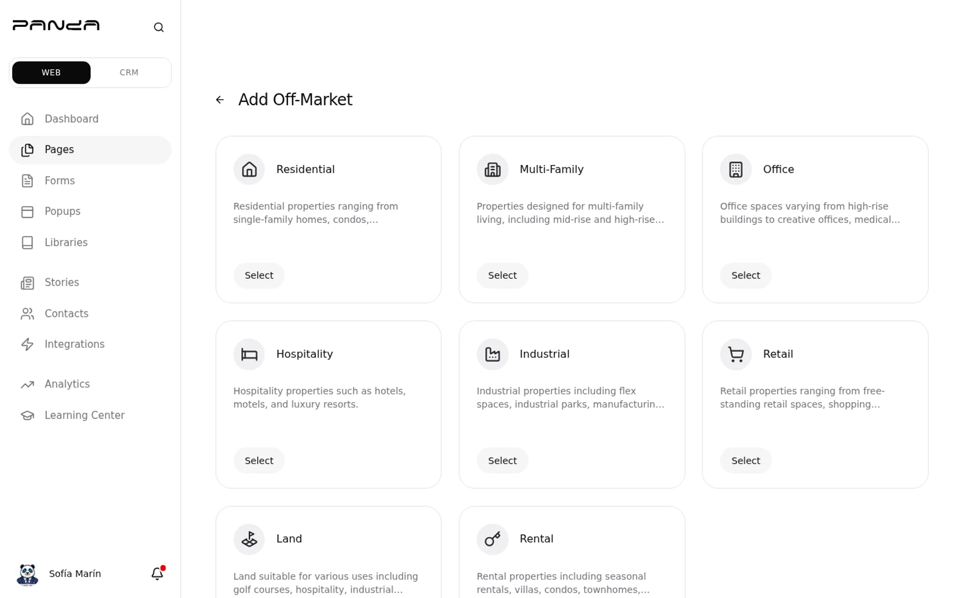 Add Off-Market property type picker