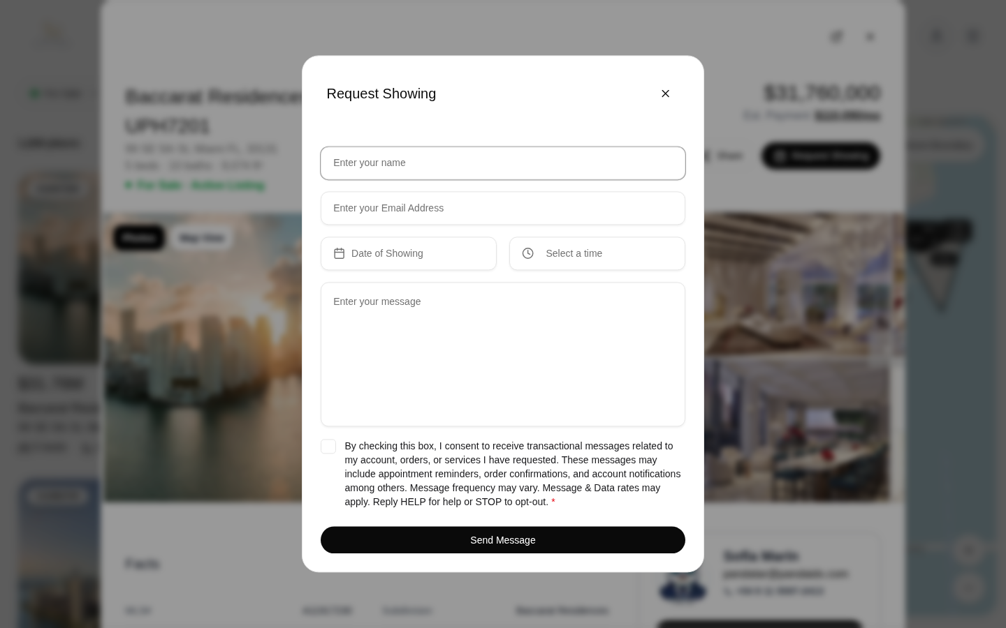 Request Showing on Baccarat Residences listing, Sofía Marín site
