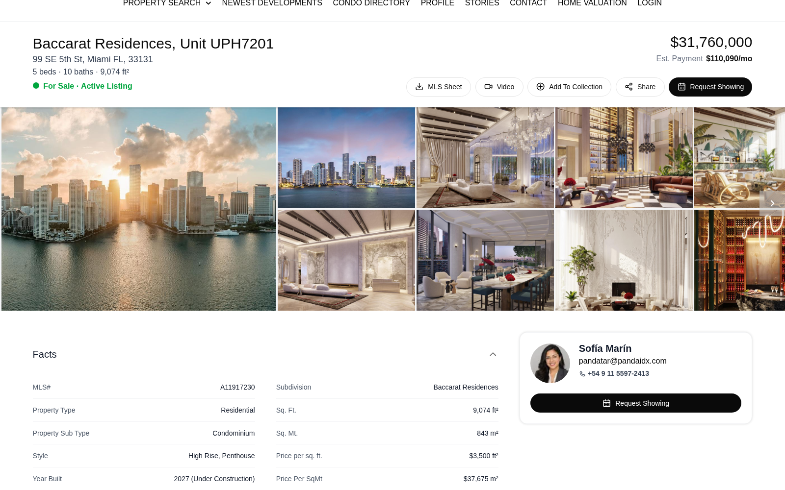 Property listing on a Panda IDX site, Baccarat